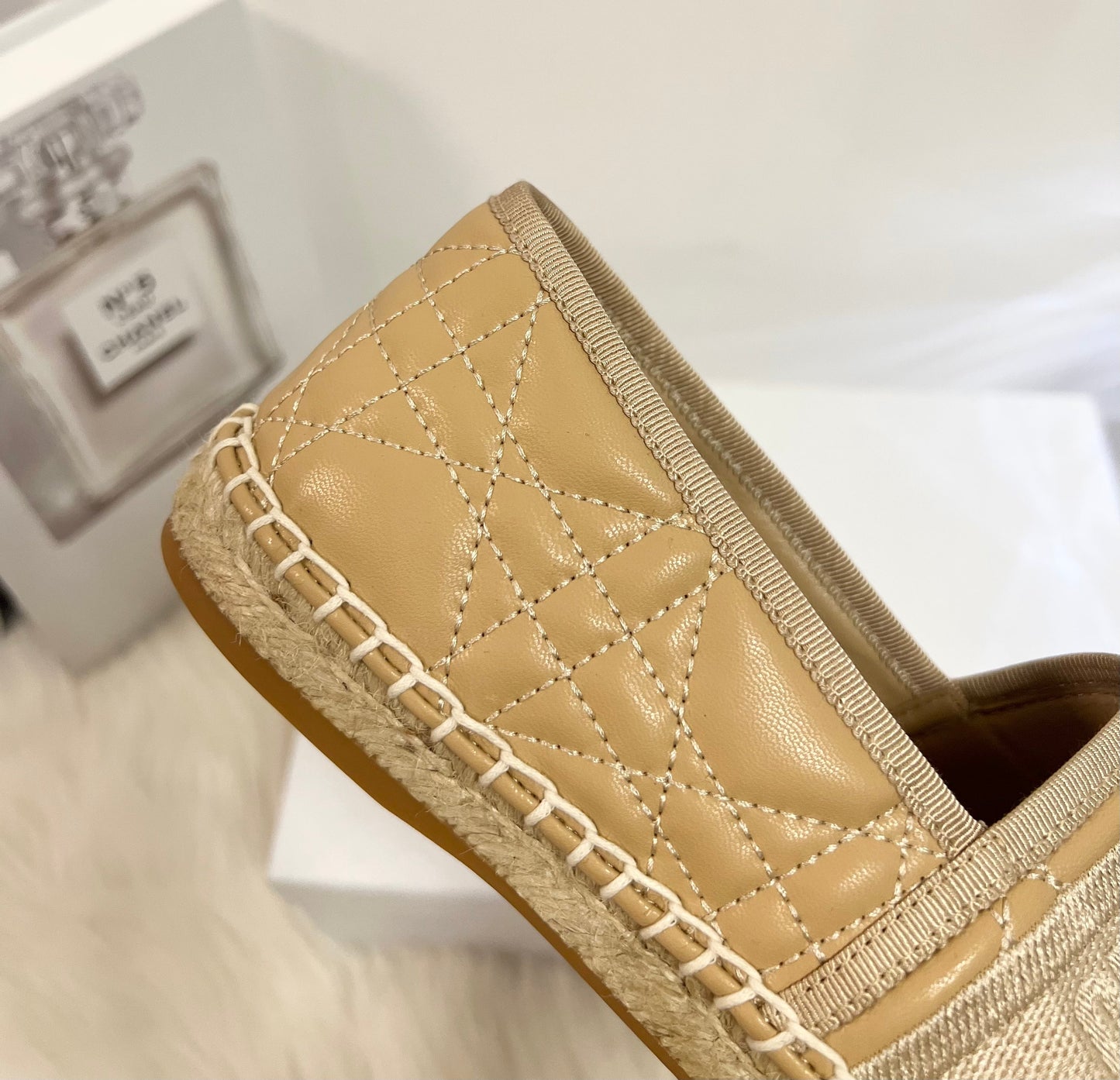 GRANVILLE ESPADRILLE CAMEL BEIGE QUILTED CANNAGE CALFSKIN - 36