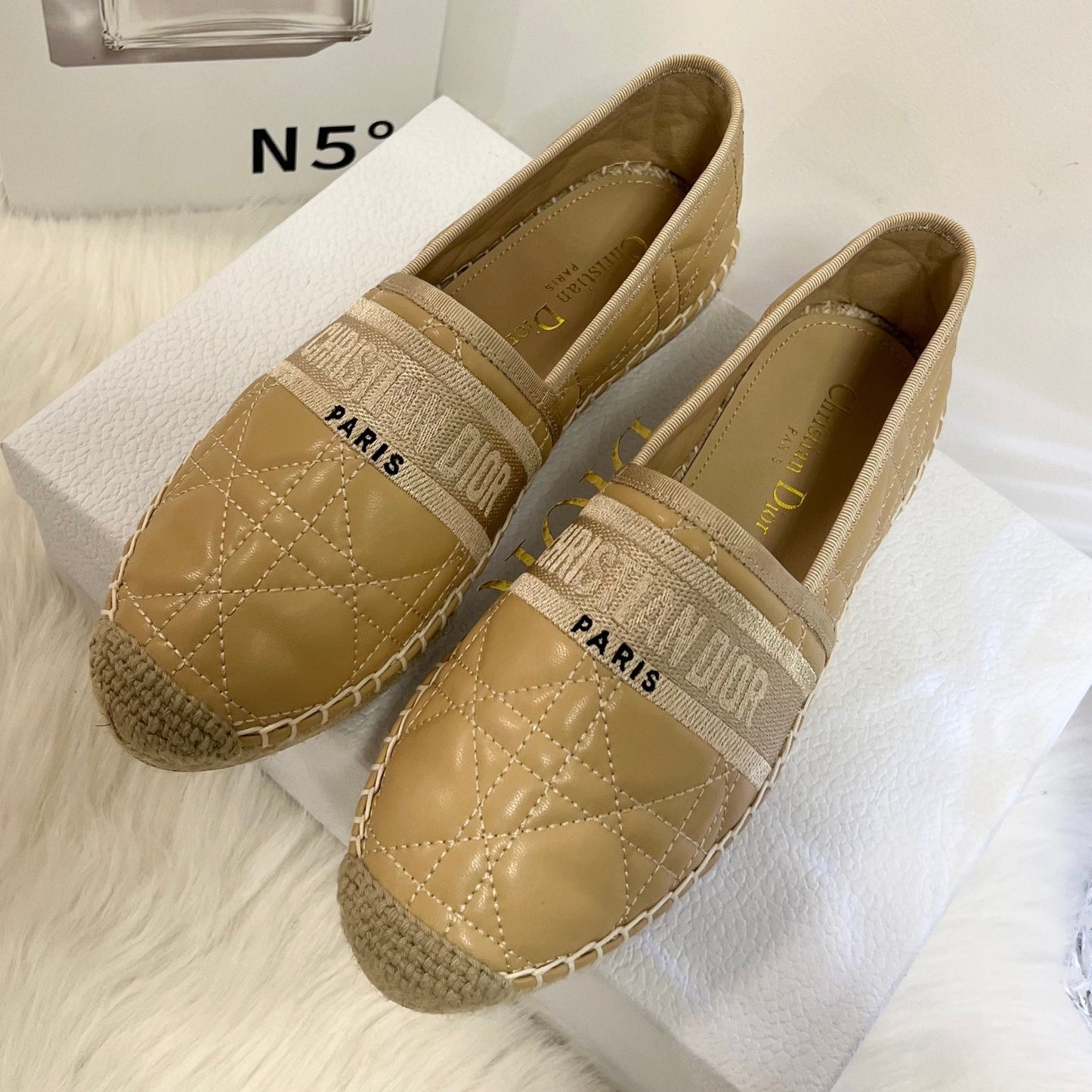 GRANVILLE ESPADRILLE CAMEL BEIGE QUILTED CANNAGE CALFSKIN - 36