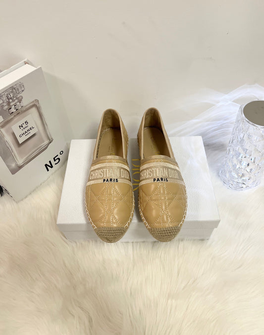 GRANVILLE ESPADRILLE CAMEL BEIGE QUILTED CANNAGE CALFSKIN - 36