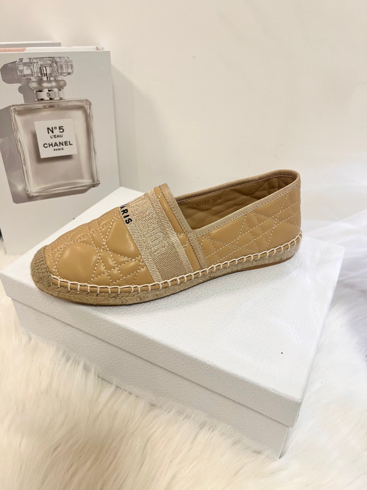 GRANVILLE ESPADRILLE CAMEL BEIGE QUILTED CANNAGE CALFSKIN - 36