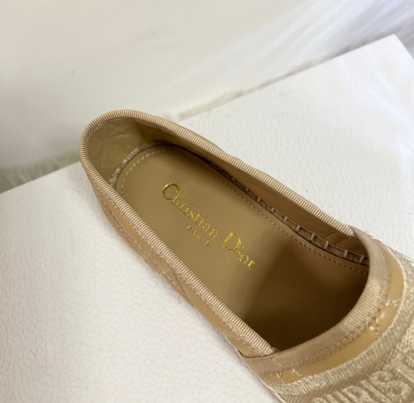 GRANVILLE ESPADRILLE CAMEL BEIGE QUILTED CANNAGE CALFSKIN - 36