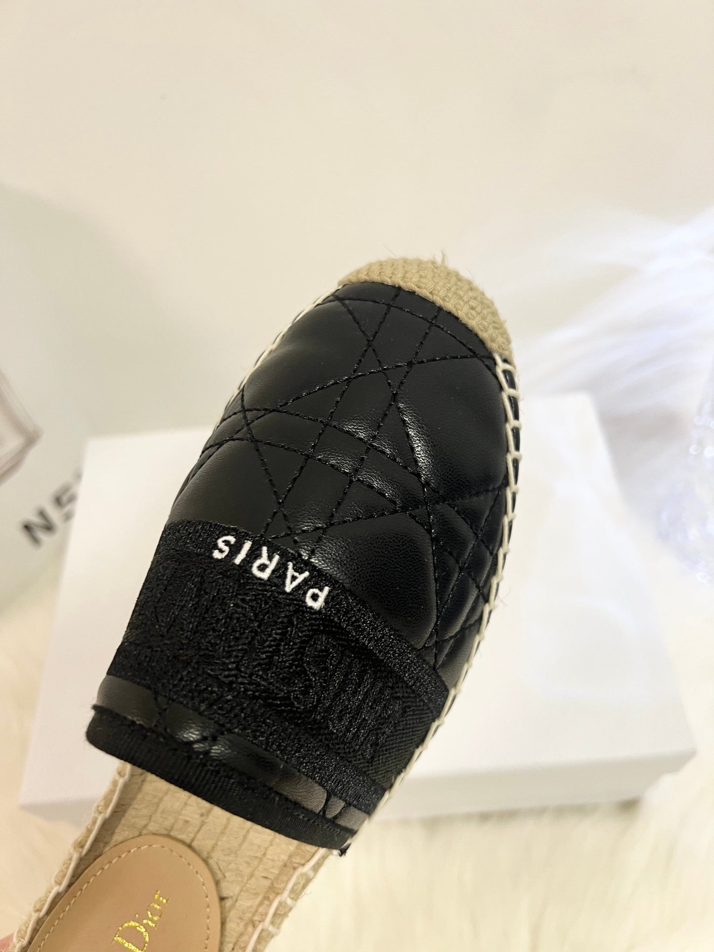 GRANVILLE ESPADRILLE MULE BLACK QUILTED CANNAGE CALFSKIN - 36
