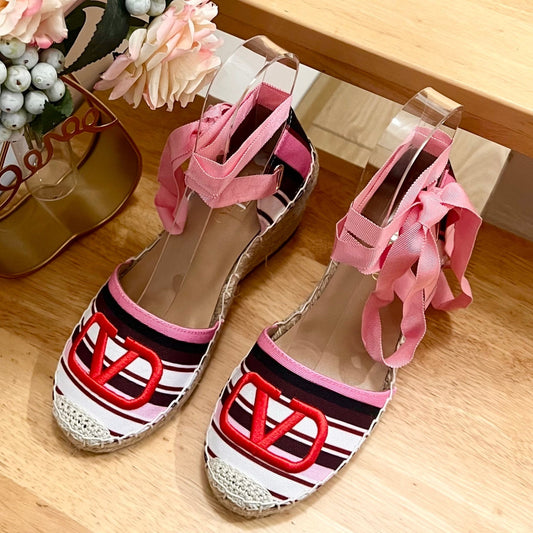 WEDGE PLATFORM SANDALS IN COLORFUL CANVAS 85 MM - 36