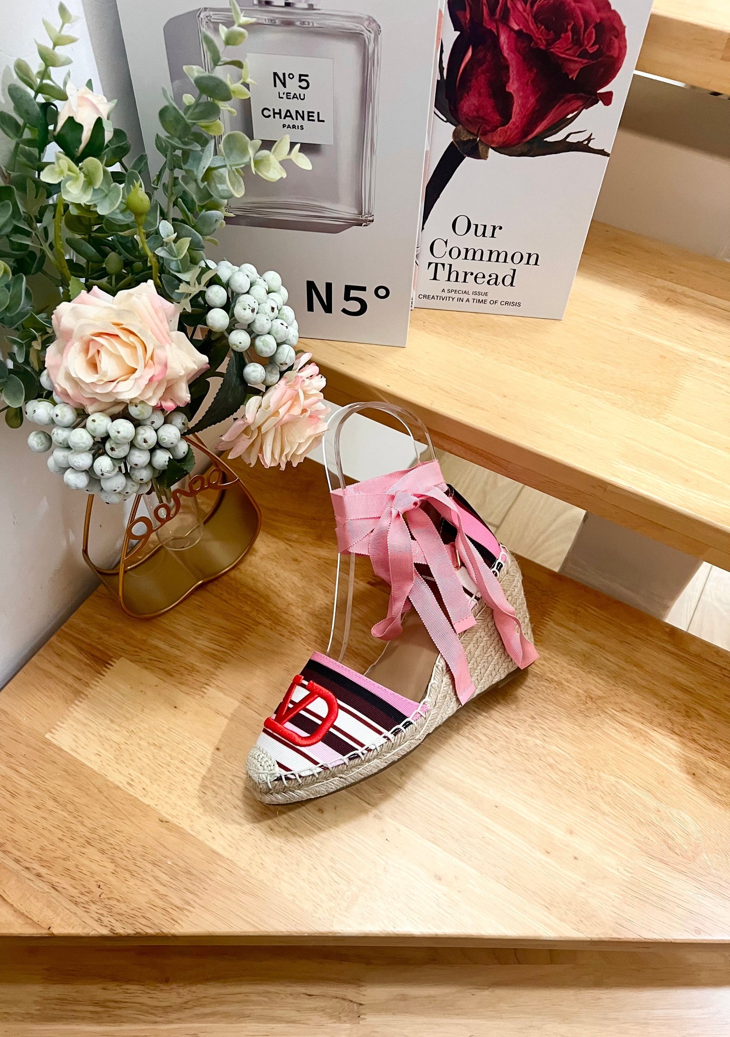 WEDGE PLATFORM SANDALS IN COLORFUL CANVAS 85 MM - 36