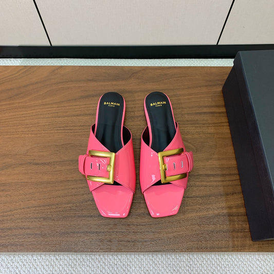 БОСОНІЖКИ BALMAIN 26S B-BELT НА ПЛОСКІЙ ПІДОШВІ З РОЖЕВОЇ ТЕЛЯЧОЇ ШКІРИ