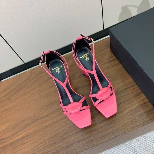 BALMAIN 26S LIP-EMBELLISHED HEELS 105 MM IN PINK CALFSKIN