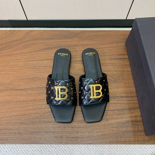 BALMAIN 26S СТЬОБАНІ МЮЛІ З ЧОРНОЇ ТЕЛЯЧОЇ ШКІРИ