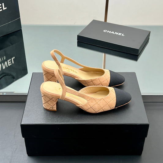 CC SLINGBACK 25S 65 MM IN BEIGE SUEDE AND CRYSTALS - 35