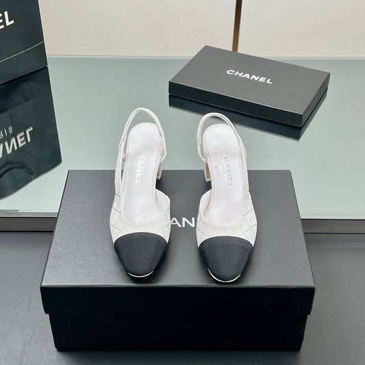 CC SLINGBACK 25S 65 MM IN WHITE SUEDE AND CRYSTALS - 35