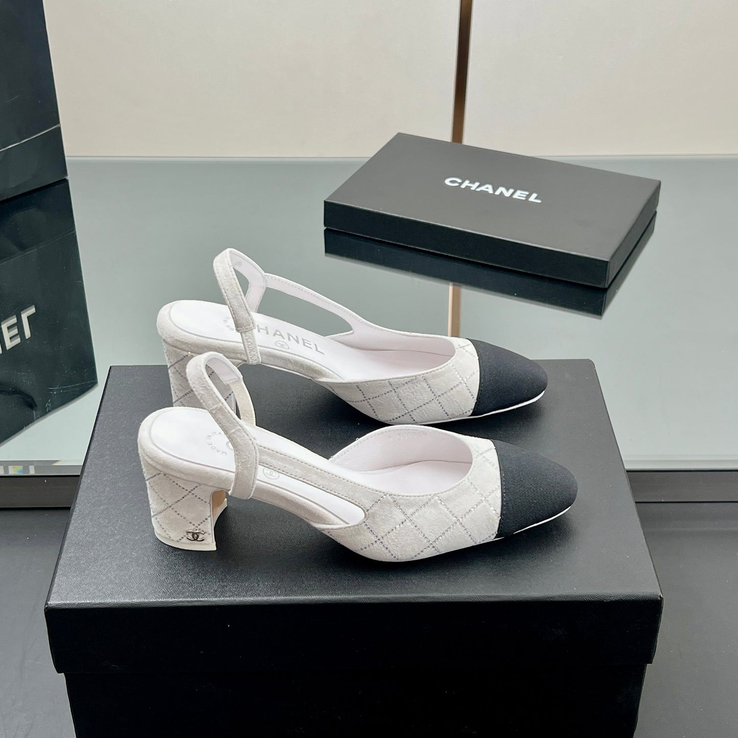 CC SLINGBACK 25S 65 MM IN WHITE SUEDE AND CRYSTALS - 35