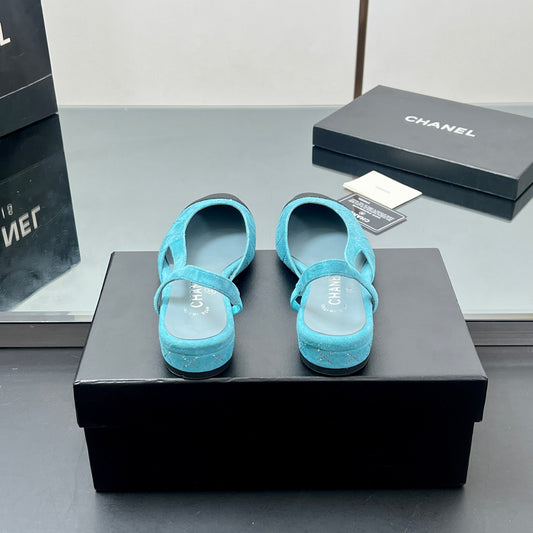 БОСОНІЖКИ CC SLINGBACK 25S 25 ММ ІЗ СИНЬОЇ ЗАМШІ ТА ЧОРНОЇ ТКАНИНИ - 35