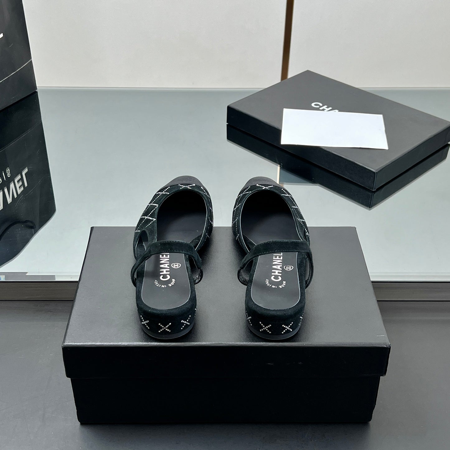 CC SLINGBACK 25S 25 MM IN BLACK SUEDE AND CRYSTALS - 35