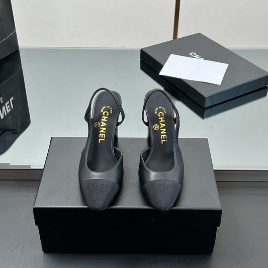 CC HIGH SLINGBACK 25S 90 MM IN BLACK FABRIC MIX LAMBSKIN - 35