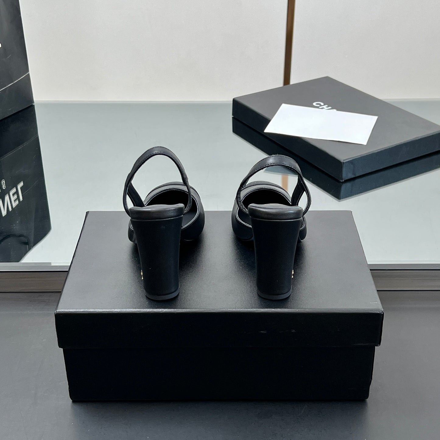 CC HIGH SLINGBACK 25S 90 MM IN BLACK FABRIC MIX LAMBSKIN - 35