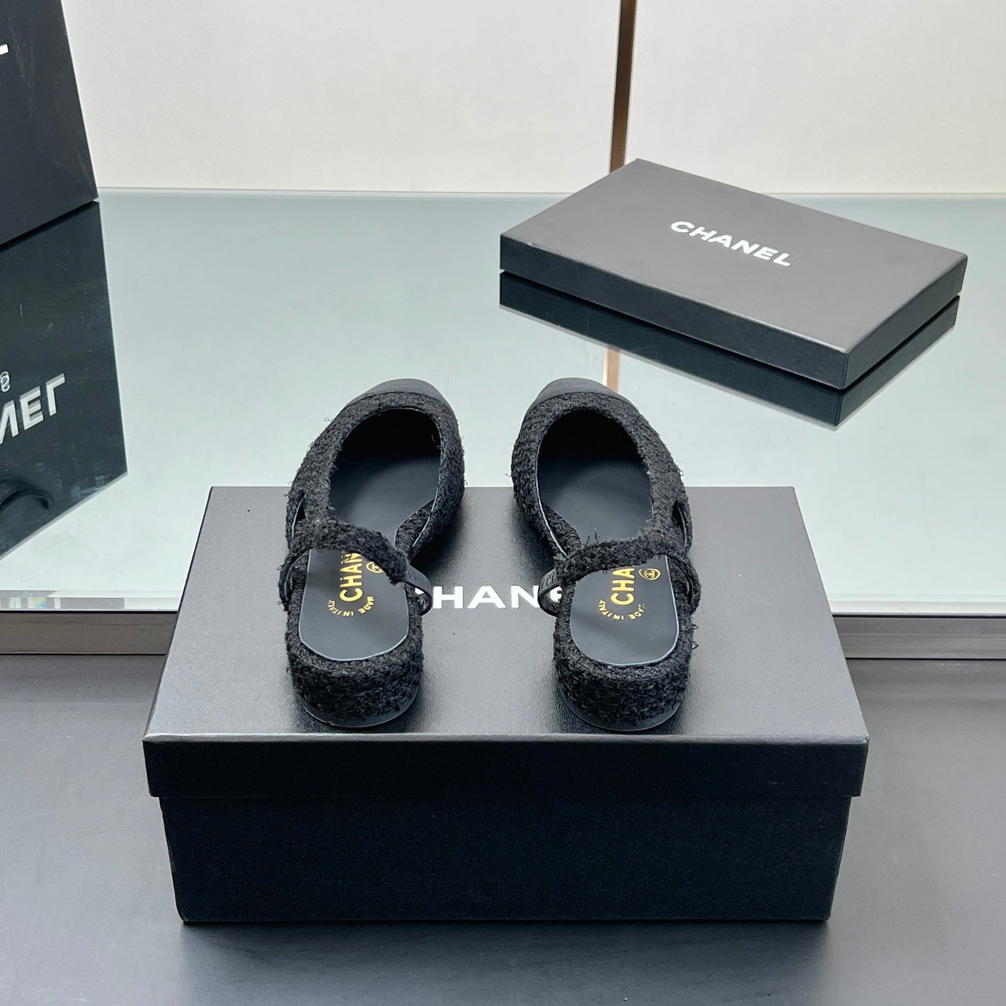 CC SLINGBACK 25S 25 MM IN BLACK TWEED AND FABRIC - 35