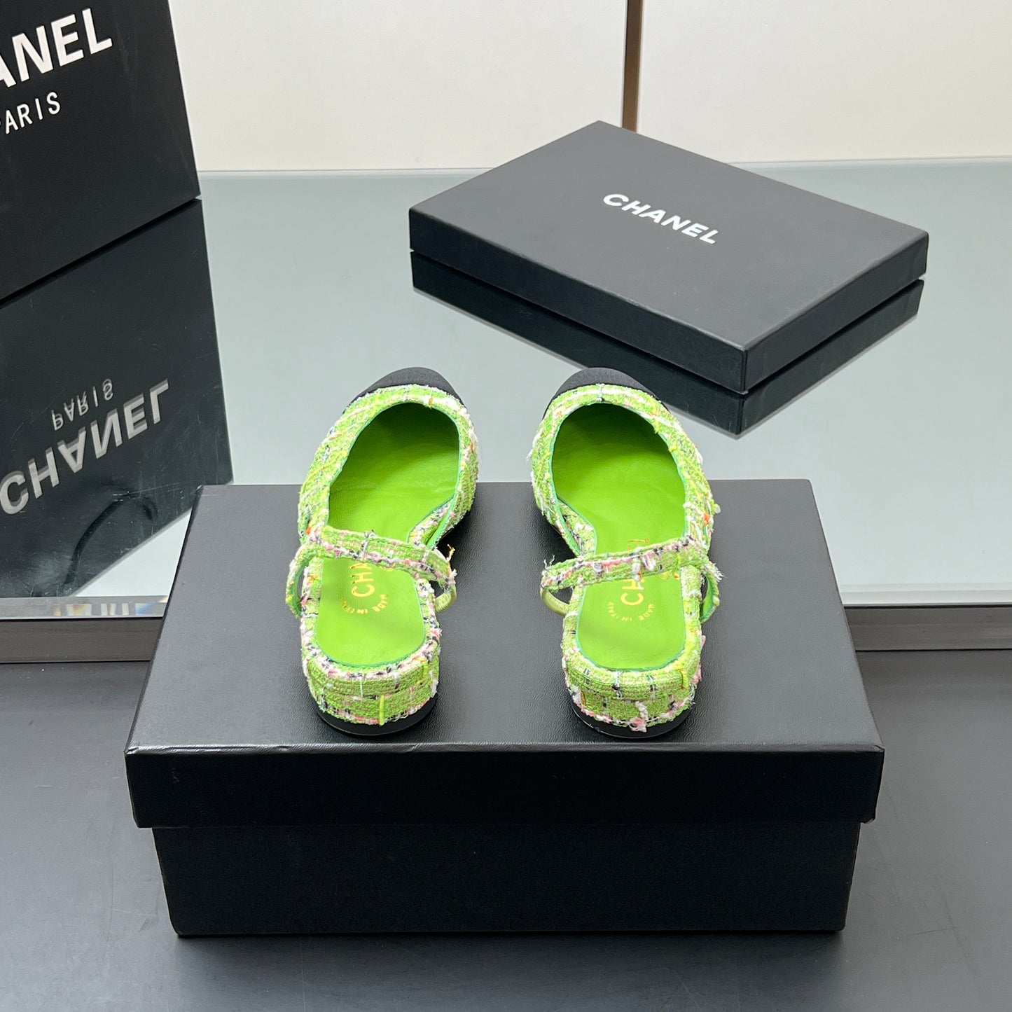 CC SLINGBACK 25S 25 MM IN GREEN FABRIC MIX TWEED - 35