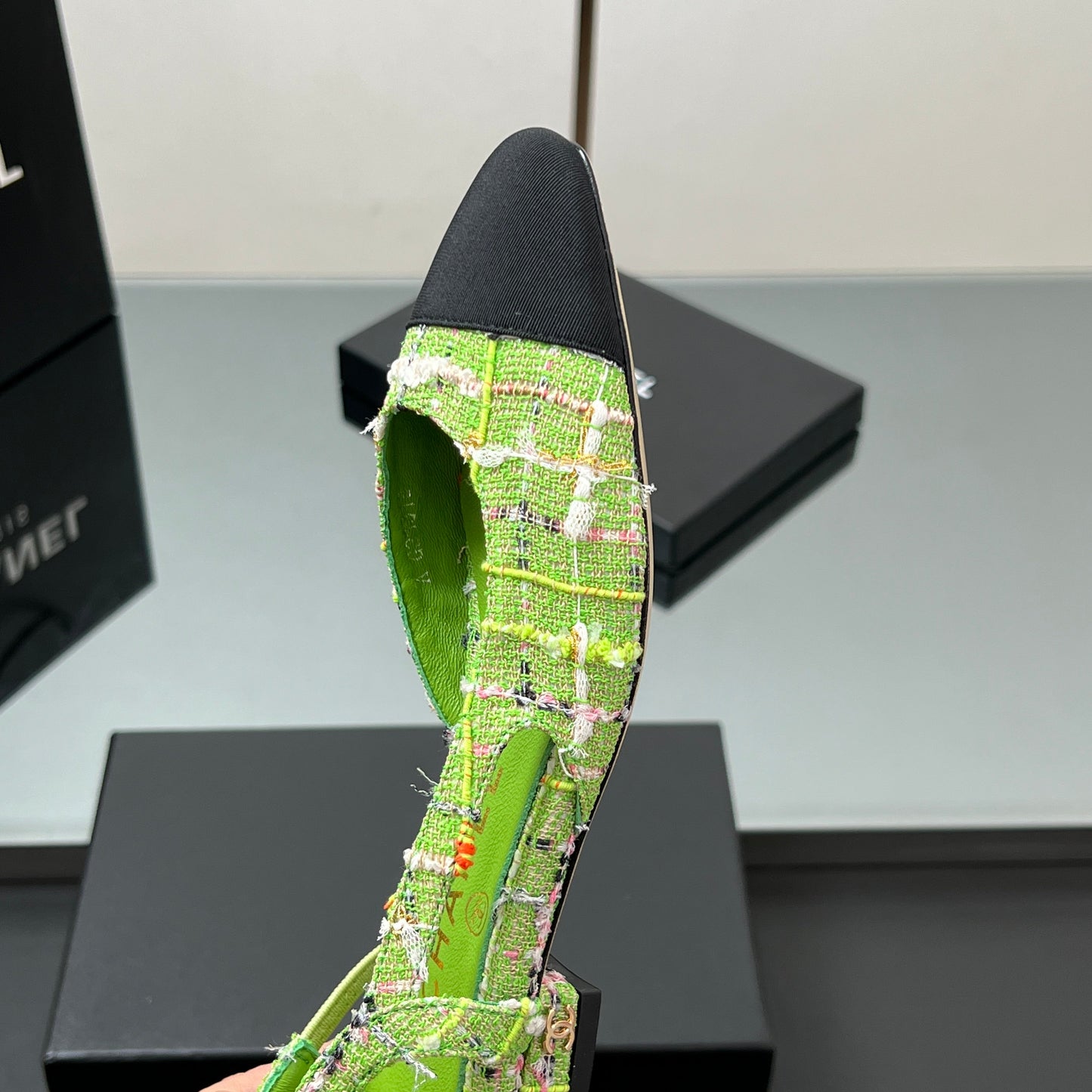 CC SLINGBACK 25S 25 MM IN GREEN FABRIC MIX TWEED - 35