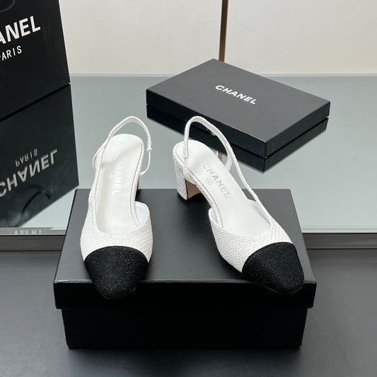 CC SLINGBACK 25S 65 MM З БІЛО-ЧОРНОГО ТВІДУ - 35