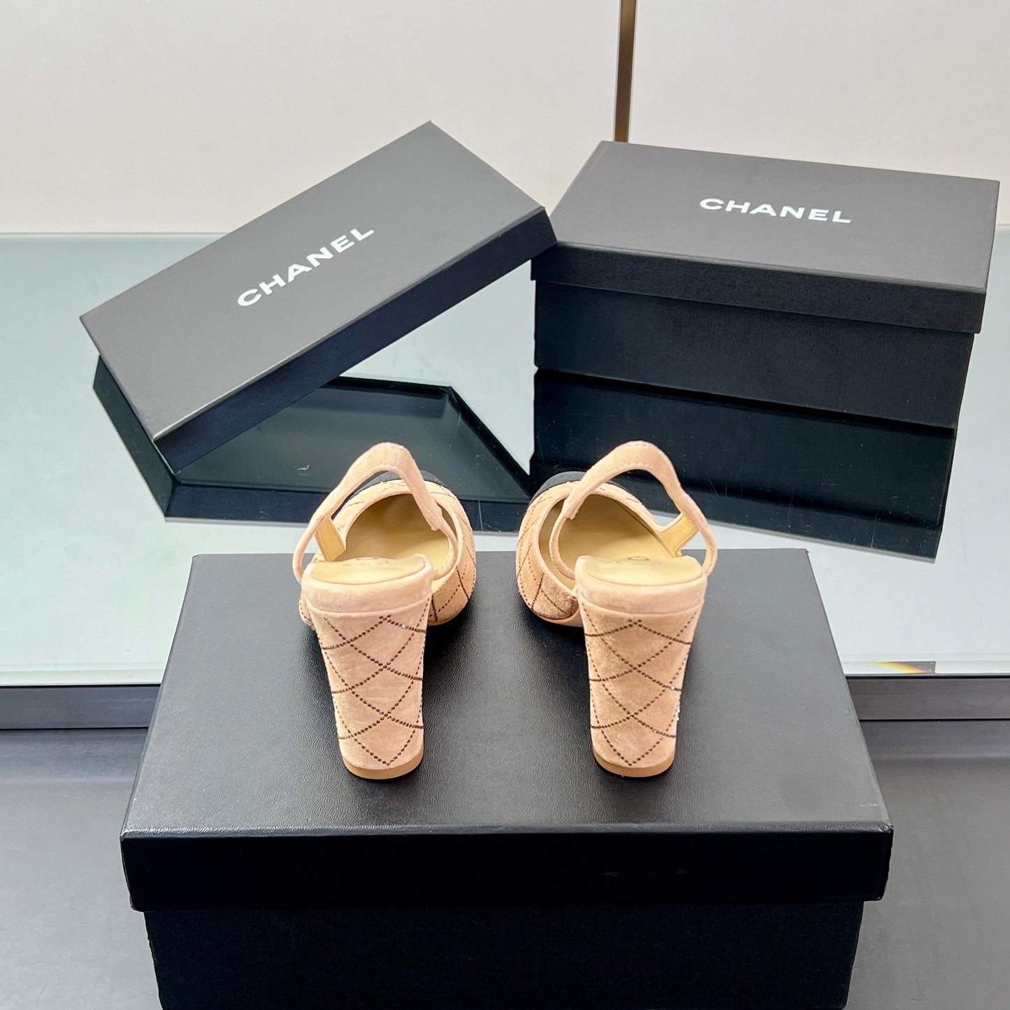 CC SLINGBACK 25S 95 MM IN BEIGE SUEDE AND CRYSTALS - 35