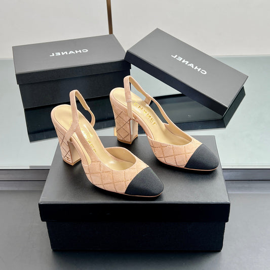 БОСОНІЖКИ CC SLINGBACK 25S 95 ММ З БЕЖЕВОЇ ЗАМШІ ТА КРИСТАЛІВ - 35