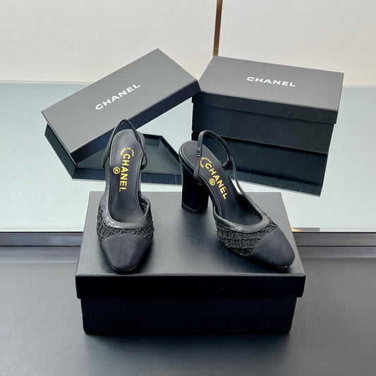 CC SLINGBACK 25S 95 ММ З ЧОРНОЇ ТКАНИНИ ТА ОВЧИНИ - 35
