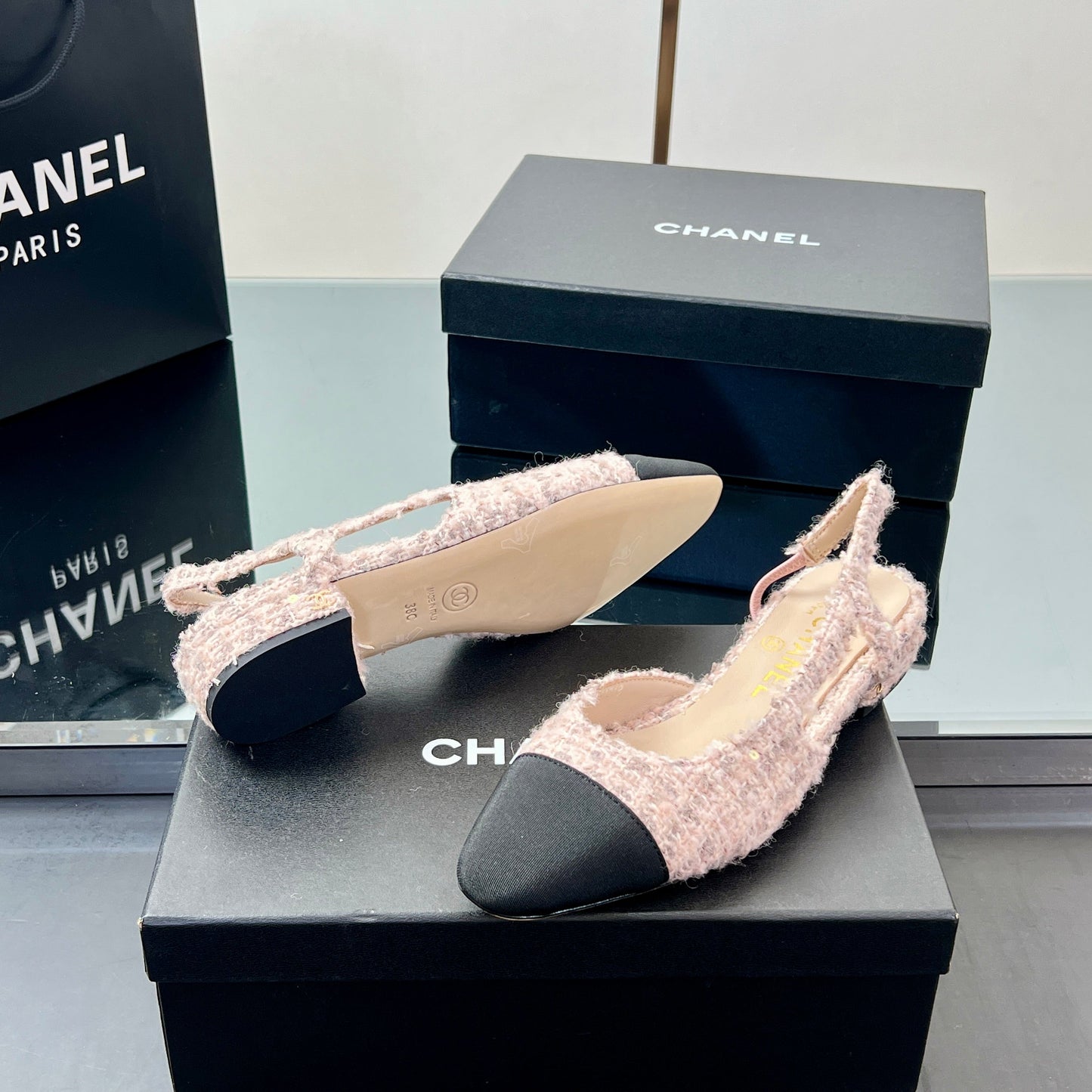 CC SLINGBACK 25S 25 MM IN LIGHT PINK TWEED - 35