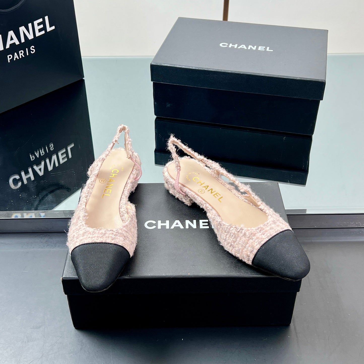 CC SLINGBACK 25S 25 MM IN LIGHT PINK TWEED - 35