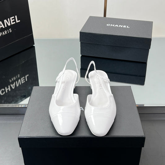 CC SLINGBACK 25S 25 MM IN WHITE GLOSSY LEATHER - 35
