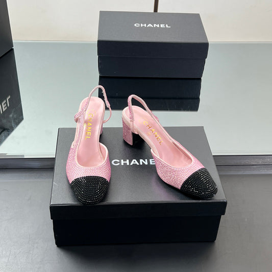 CC SLINGBACK 25S 65 MM З РОЖЕВИМИ ТА ЧОРНИМИ КРИСТАЛАМИ - 35
