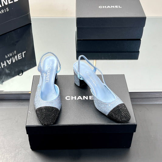 Туфлі-слінгбеки CC SLINGBACK 25S 65 MM СИНЬОГО ТА ЧОРНОГО КОЛЬОРУ З КРИСТАЛАМИ - 35