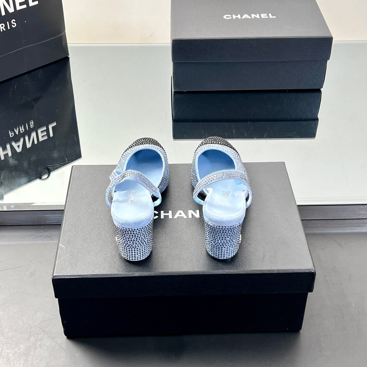CC SLINGBACK 25S 65 MM IN BLUE AND BLACK CRYSTALS - 35