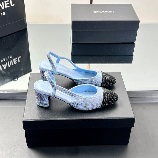 CC SLINGBACK 25S 65 MM IN BLUE AND BLACK CRYSTALS - 35