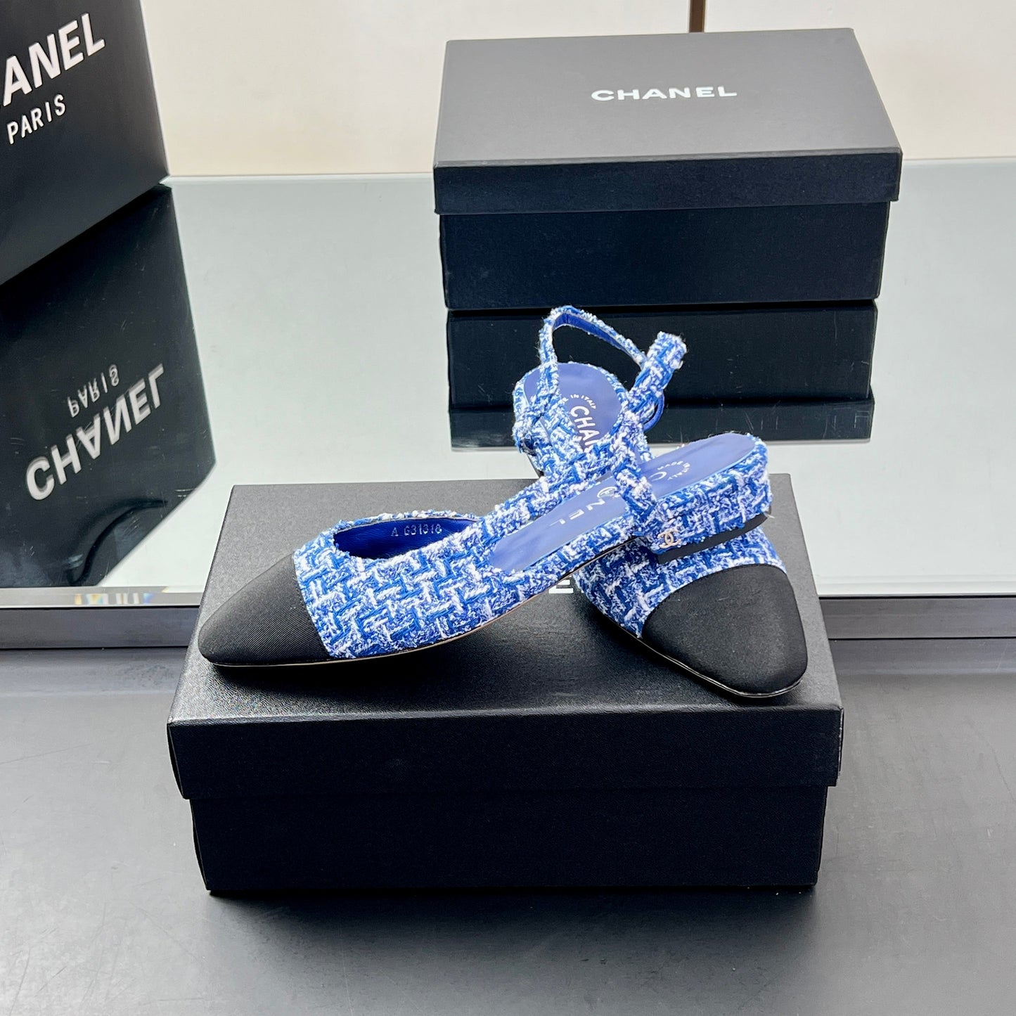 CC SLINGBACK 25S 25 MM IN COBALT BLUE TWEED - 35