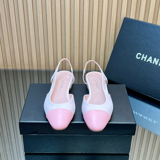 CHANEL 25S БАЛЕТКИ-СЛІНГБЕКИ З ТЕЛЯЧОЇ ШКІРИ СВІТЛО-РОЖЕВОГО КОЛЬОРУ — 35