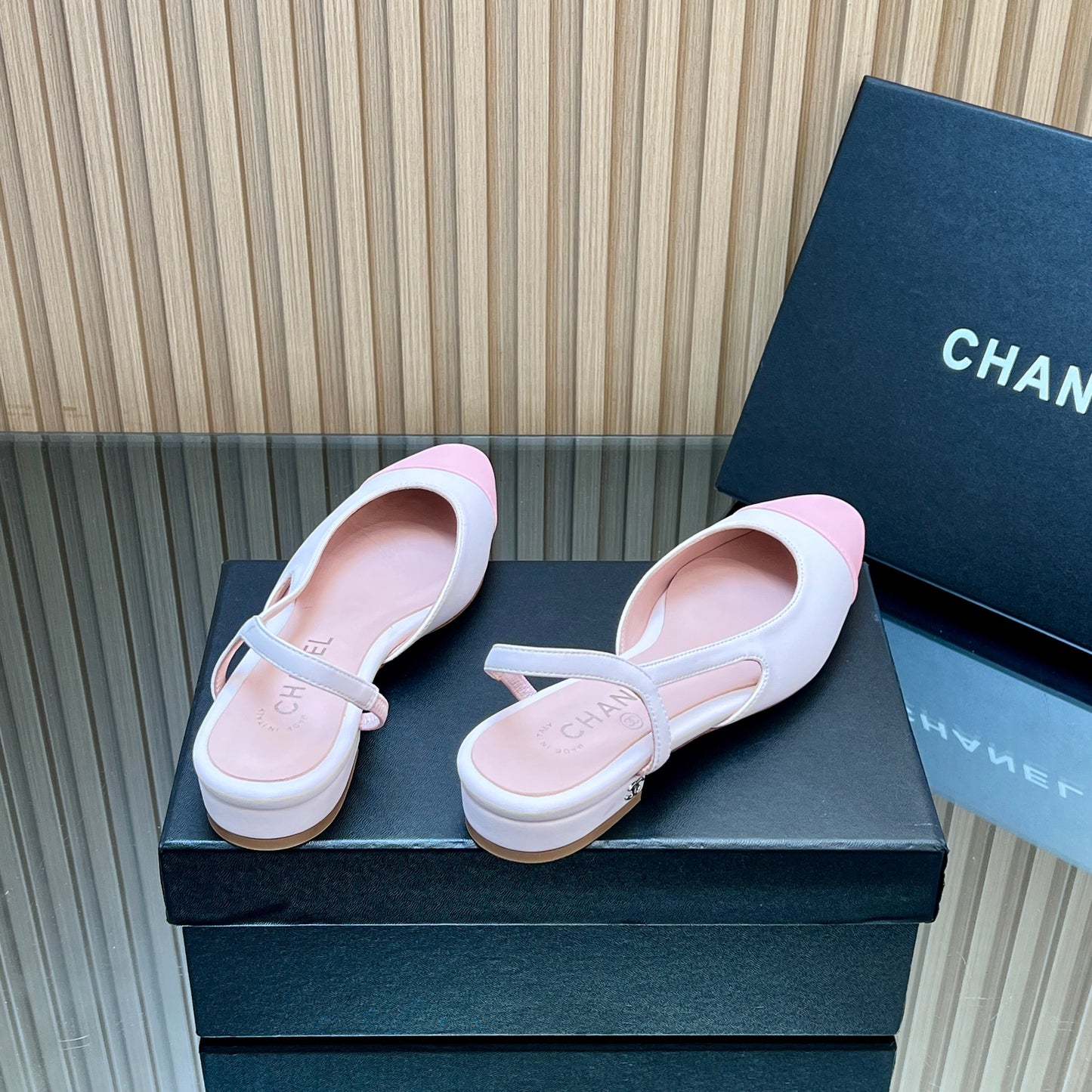 CHANEL 25S SLINGBACK SHOE FLATS IN LIGHT PINK CALFSKIN - 35