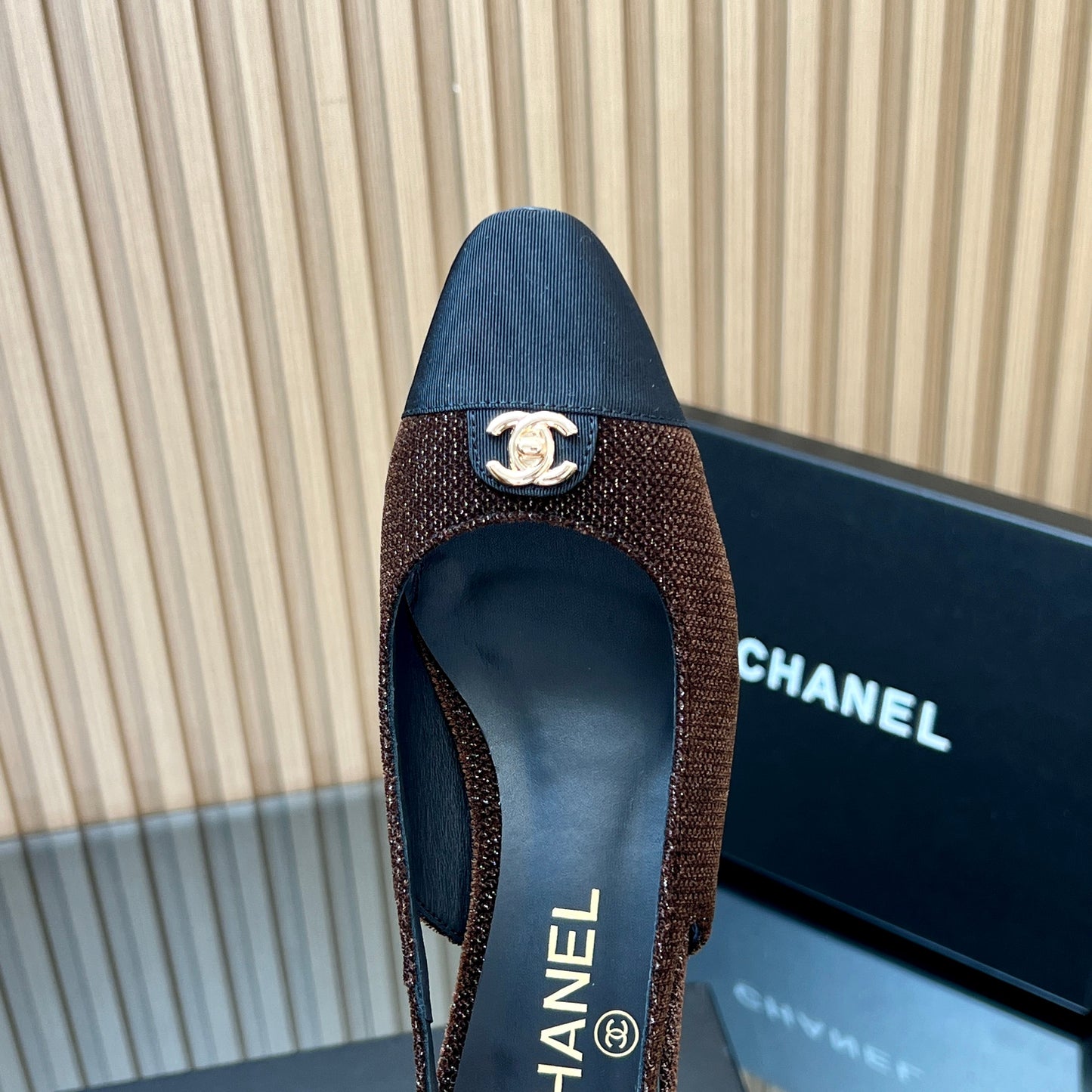 CHANEL 25S SLINGBACK SHOE 45MM IN BROWN TWEED - 35