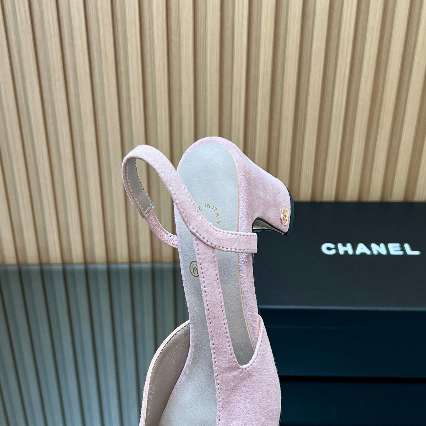 CHANEL 25S SLINGBACK SHOES IN PINK BABY AND BLACK SUEDE - 35