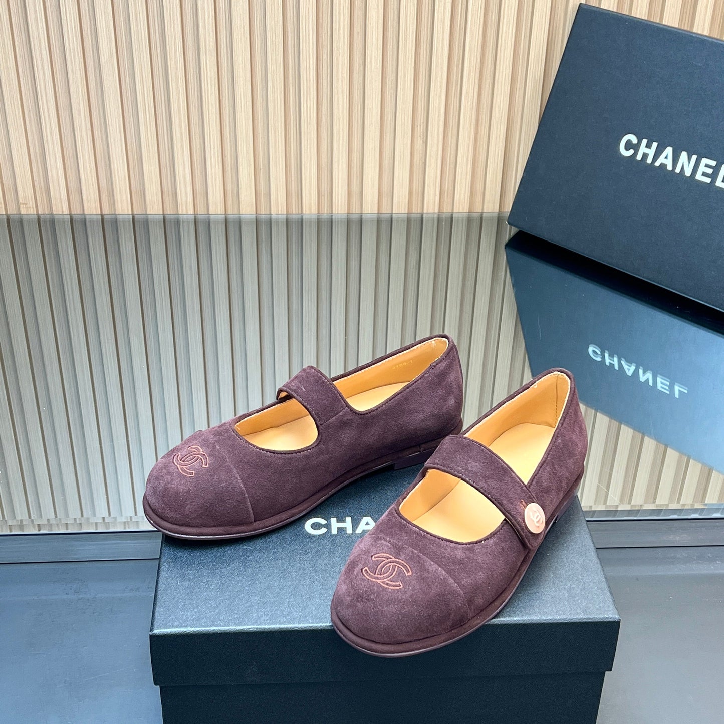 CHANEL 25S DOUBLE-STRAP MARY JANE SHOES IN DARK PURPLE SUEDE - 35
