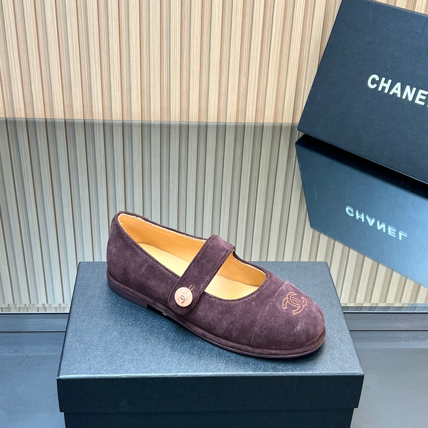 CHANEL 25S DOUBLE-STRAP MARY JANE SHOES IN DARK PURPLE SUEDE - 35
