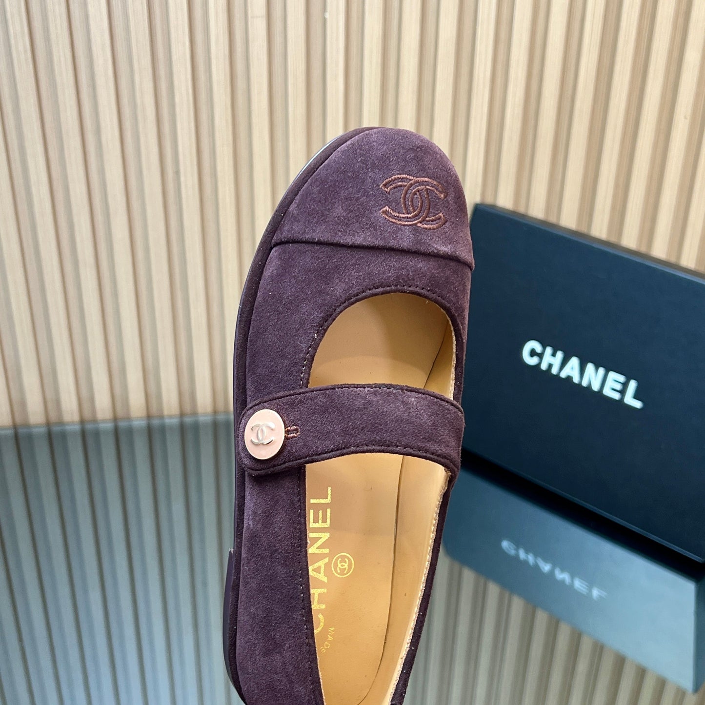 CHANEL 25S DOUBLE-STRAP MARY JANE SHOES IN DARK PURPLE SUEDE - 35