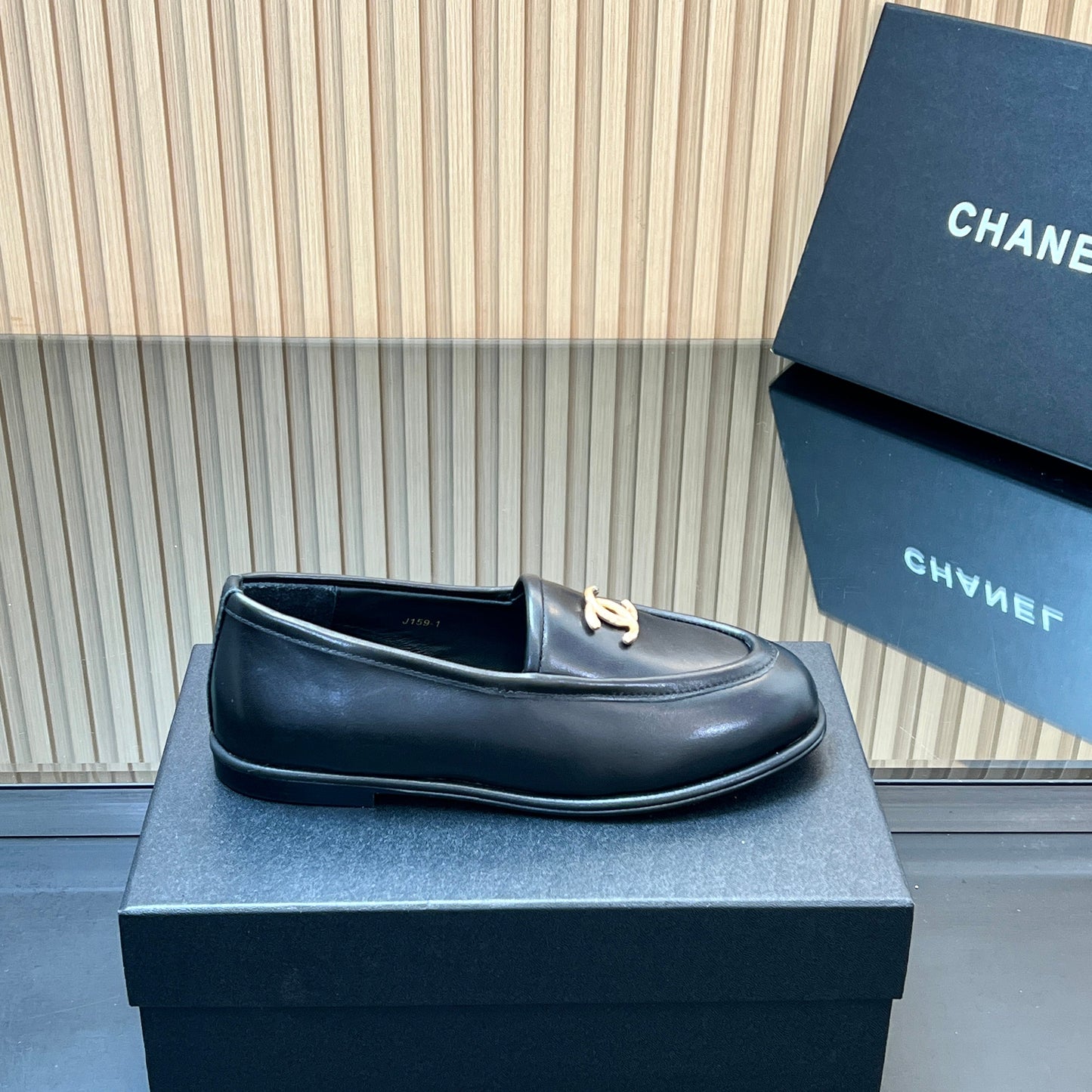 CHANEL 25S TEDDY LOAFER 15MM IN BLACK CALFSKIN GOLD HARDWRE - 35