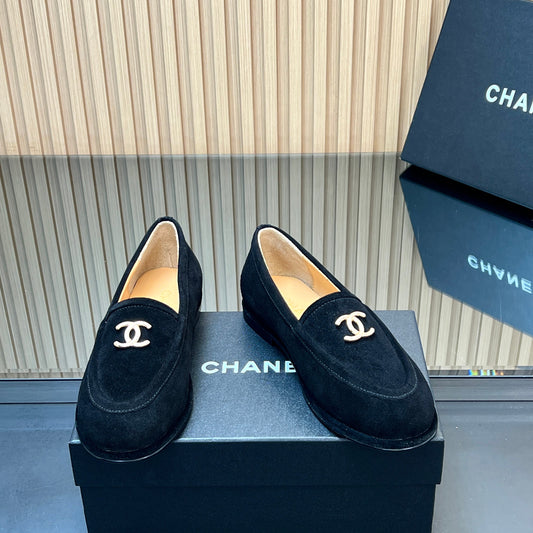 CHANEL 25S TEDDY LOAFER 15MM IN BLACK SUEDE - 35
