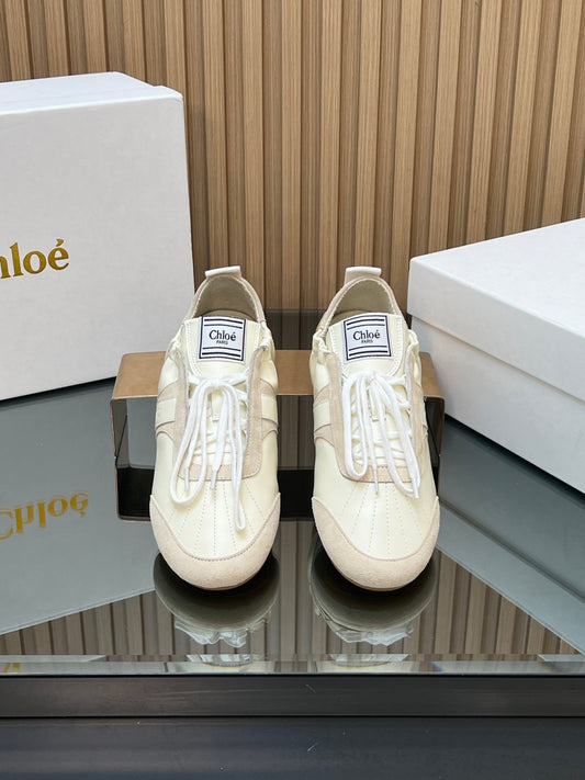 КРОСІВКИ CHLOÉ 26S З ТЕЛЯЧОЇ ШКІРИ КРЕМО-БІЛОГО КОЛЬОРУ ТА СВІТЛО-РОЖЕВОЇ ЗАМШІ