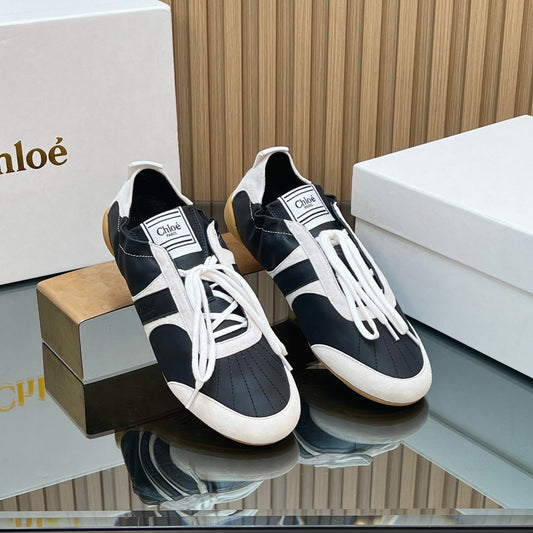 КРОСІВКИ CHLOÉ 26S З ЧОРНОЇ ТЕЛЯЧОЇ ШКІРИ ТА КРЕМОВО-БІЛОЇ ЗАМШІ