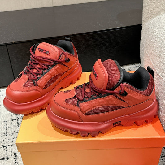 SNEAKER IN RUBY RED CALFSKIN AND BREATHABLE MESH 175307 - 35
