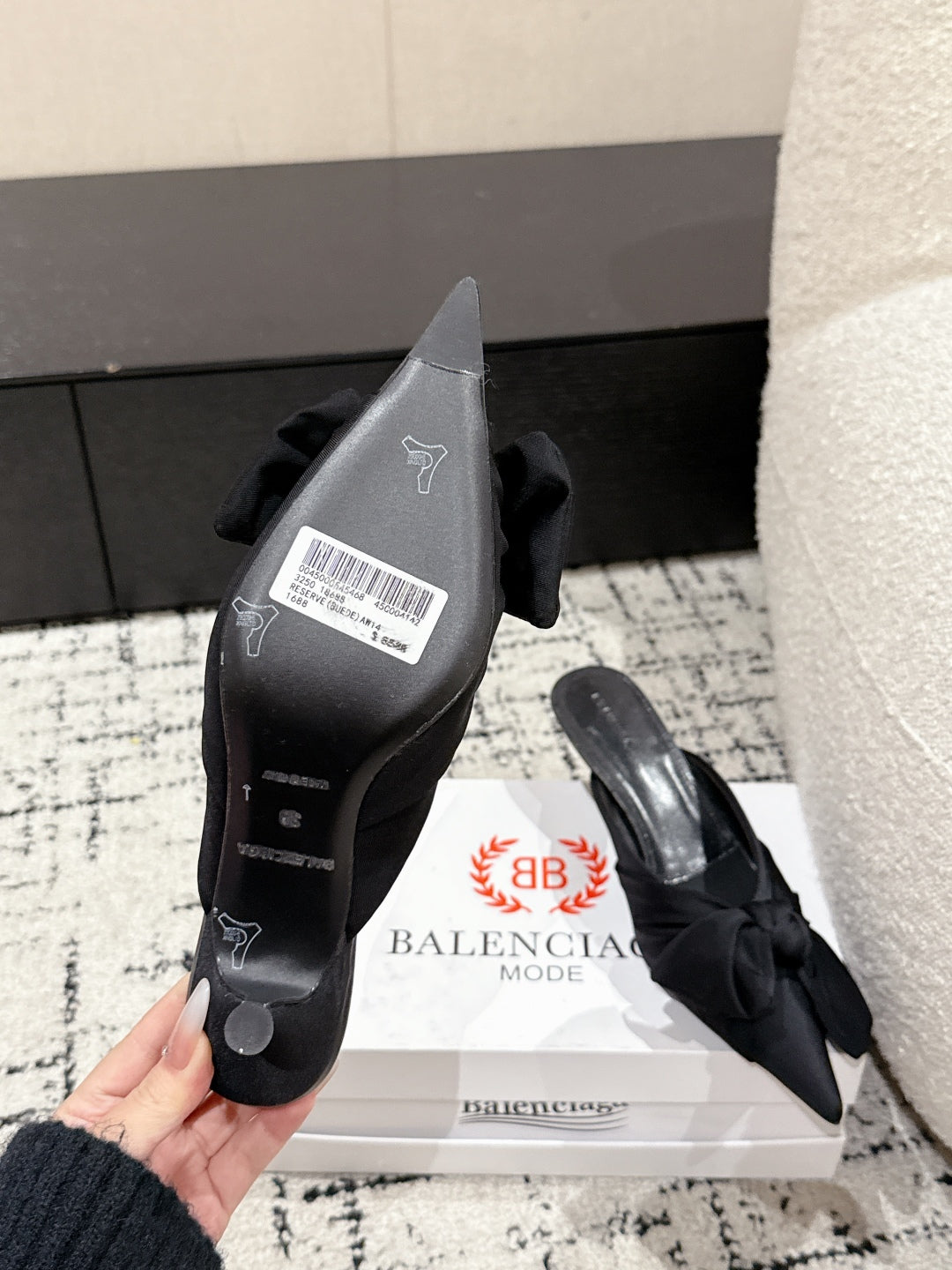 KNIFE LAVALIÈRE 45MM MULE IN BLACK NYLON JERSEY - 34