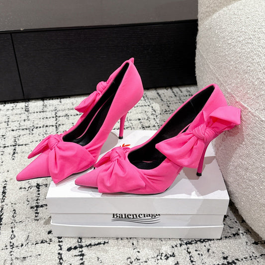KNIFE KNOT 95MM PUMP IN BRIGHT PINK STRETCH CUPRO AND NYLON JERSEY - 34