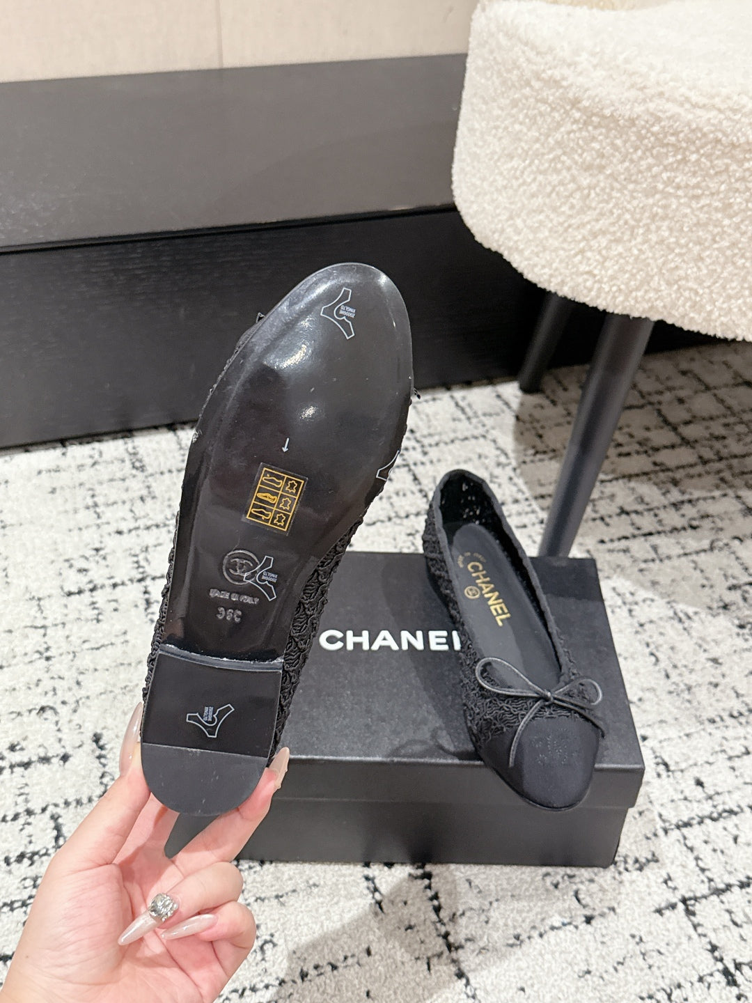 BALLET FLAT 25S IN BLACK TWEED - 35