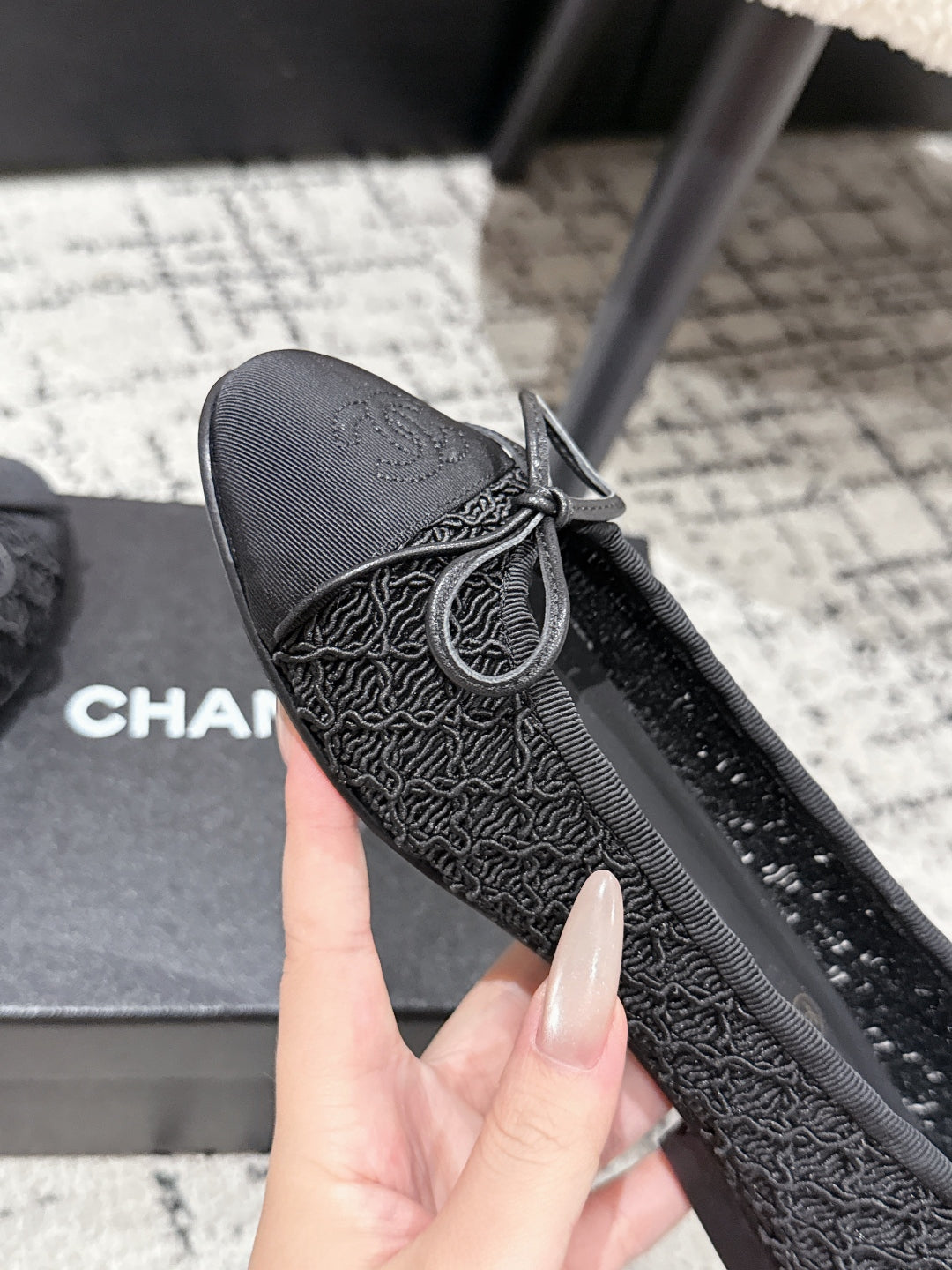 BALLET FLAT 25S IN BLACK TWEED - 35