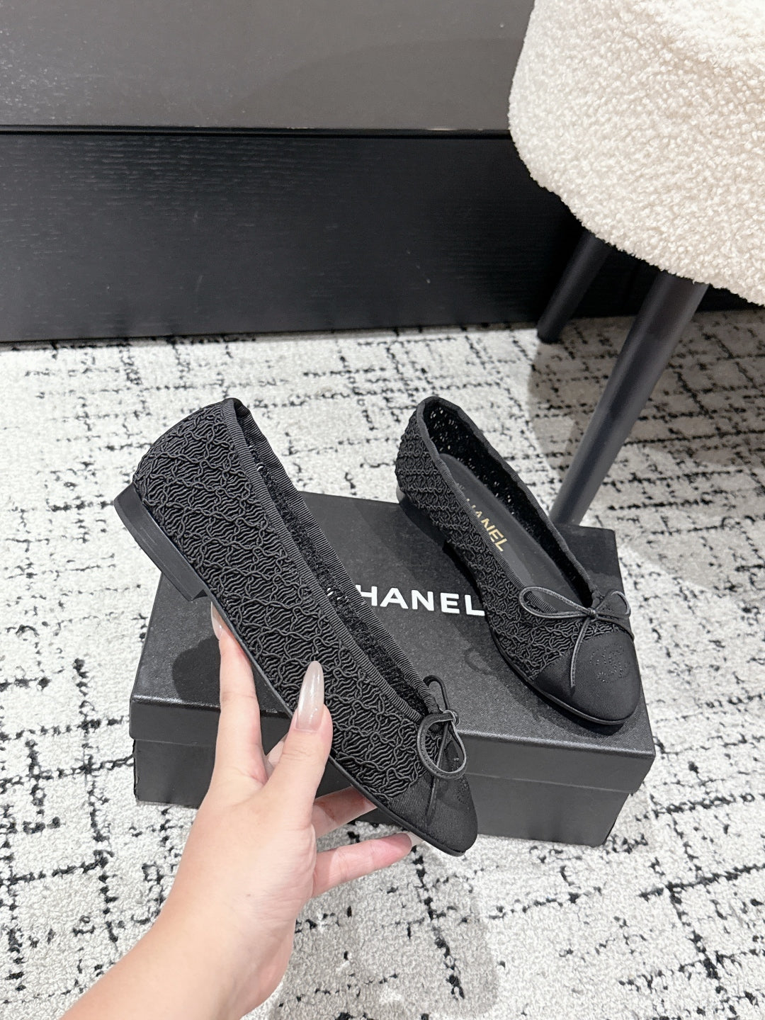 BALLET FLAT 25S IN BLACK TWEED - 35